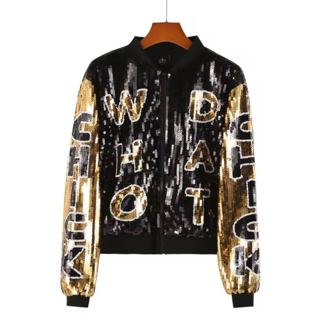 Dat Chick Sequin Bomber Jacket – Bold & Stylish Statement Piece